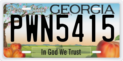 GA license plate PWN5415