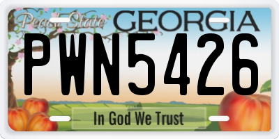 GA license plate PWN5426