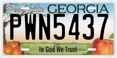 GA license plate PWN5437
