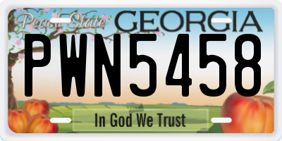 GA license plate PWN5458