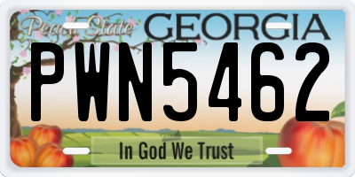 GA license plate PWN5462