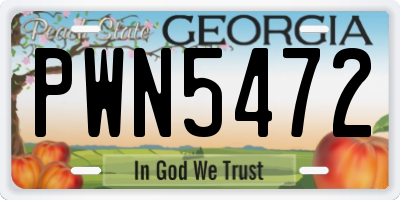 GA license plate PWN5472