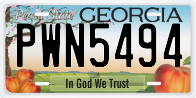 GA license plate PWN5494
