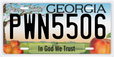 GA license plate PWN5506