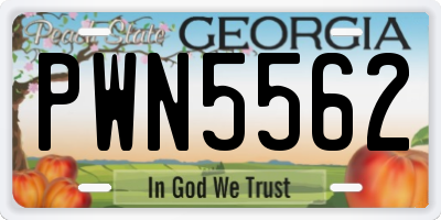 GA license plate PWN5562