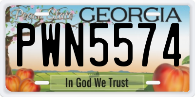 GA license plate PWN5574