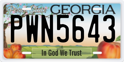 GA license plate PWN5643