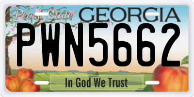 GA license plate PWN5662