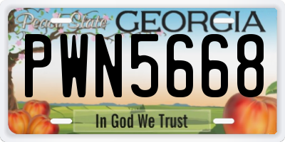 GA license plate PWN5668