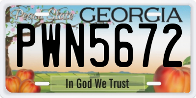 GA license plate PWN5672