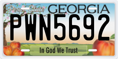 GA license plate PWN5692