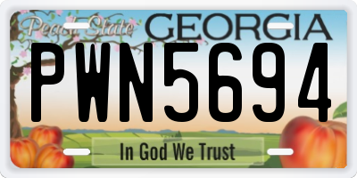 GA license plate PWN5694