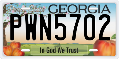 GA license plate PWN5702