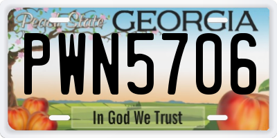 GA license plate PWN5706
