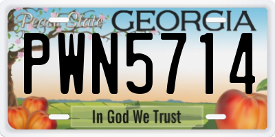 GA license plate PWN5714