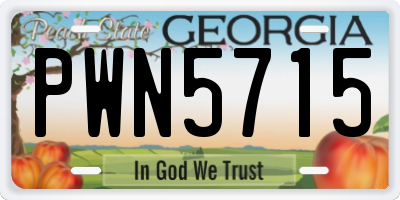 GA license plate PWN5715