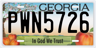 GA license plate PWN5726