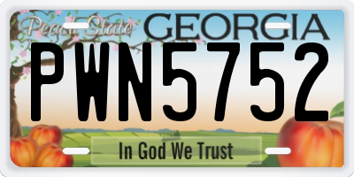 GA license plate PWN5752
