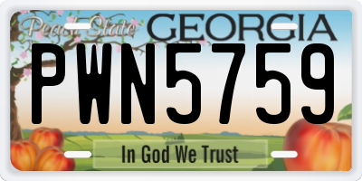GA license plate PWN5759