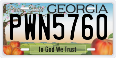 GA license plate PWN5760