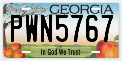 GA license plate PWN5767