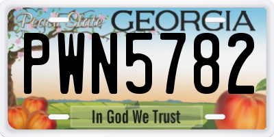 GA license plate PWN5782