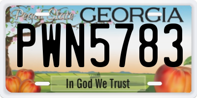 GA license plate PWN5783