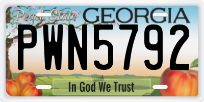 GA license plate PWN5792