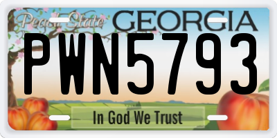 GA license plate PWN5793