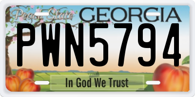 GA license plate PWN5794