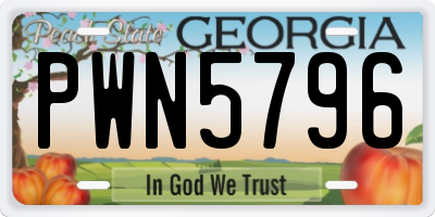 GA license plate PWN5796