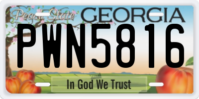 GA license plate PWN5816