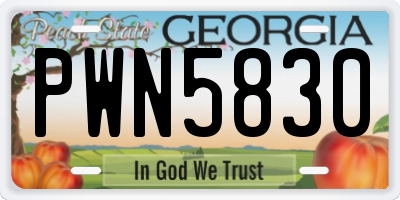 GA license plate PWN5830