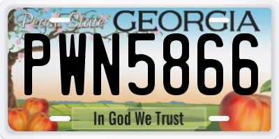 GA license plate PWN5866