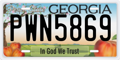 GA license plate PWN5869