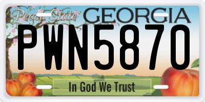 GA license plate PWN5870