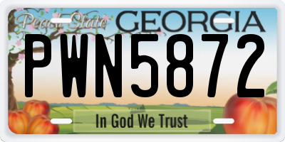 GA license plate PWN5872