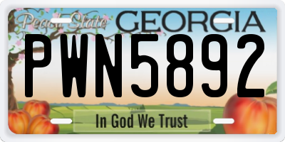 GA license plate PWN5892