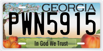 GA license plate PWN5915