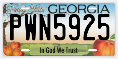 GA license plate PWN5925