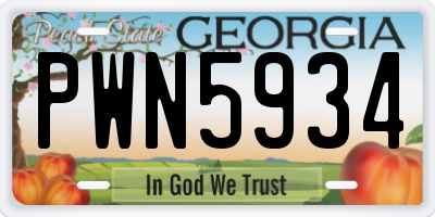 GA license plate PWN5934
