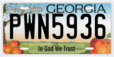 GA license plate PWN5936
