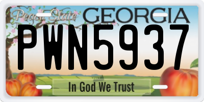 GA license plate PWN5937