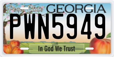 GA license plate PWN5949