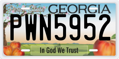 GA license plate PWN5952