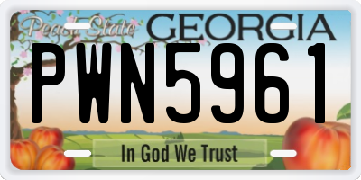 GA license plate PWN5961