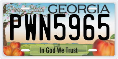 GA license plate PWN5965