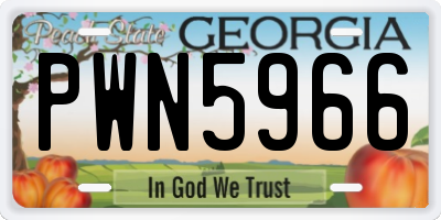GA license plate PWN5966