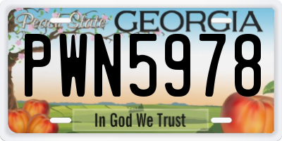 GA license plate PWN5978