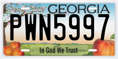 GA license plate PWN5997